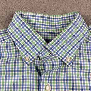 Vineyard Vines Classic Fit Murray Button Shirt Men's Small Green Blue Plaid